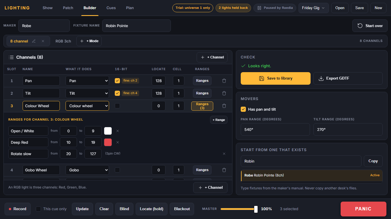Builder screen